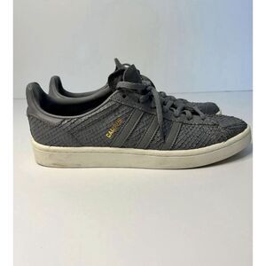 Size 10 Adidas BY9837 Womens Gray Textured Campus Sneakers Shoes Faux Snakeskin